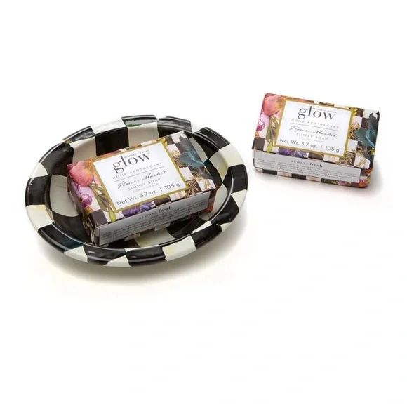 Mackenzie Childs Flower Market Bar Soap & Dish Set
